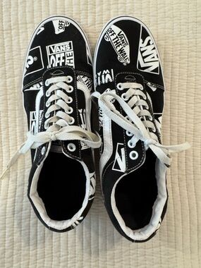 Vans Old Skool Black/White Vans Off The Wall Logo Skateboard Sneakers Mens Sz10